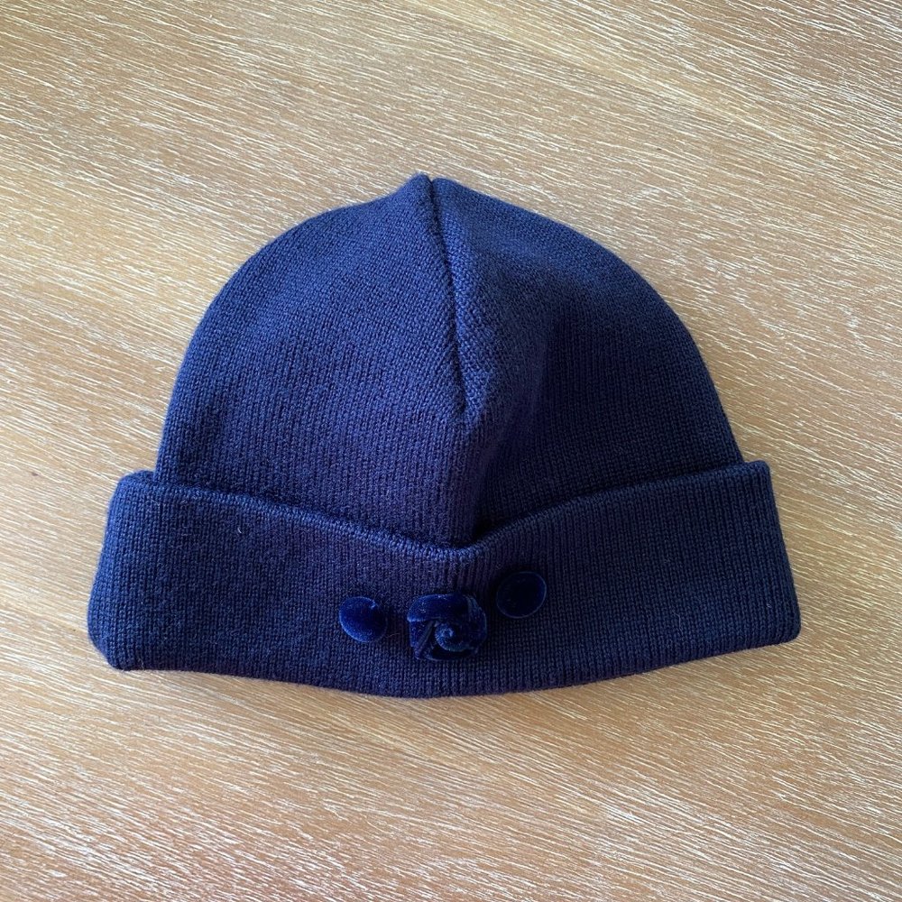 Merino Wool Navy Beanie Navy Made in Italy